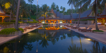 Swimming pool and entrance at Amanpuri, Thailand
