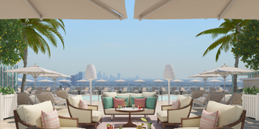 Rooftop Lounge and Views at Waldorf Astoria Beverly Hills, CA