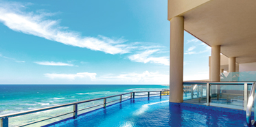 Oceanfront Infinity Pool Balcony at El Dorado Seaside Suites, Riviera Maya, Quintana Roo, Mexico