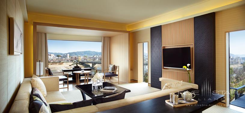 Kamogawa Suite Living Area at The Ritz Carlton Kyoto