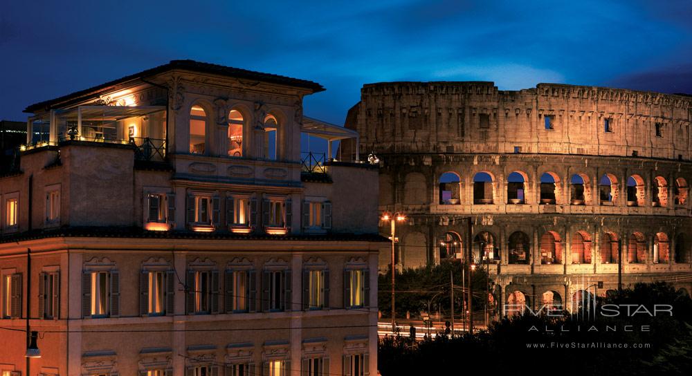 Palazzo Manfredi, a 16-room boutique hotel in the center of Rome, is located directly opposite the Coliseum